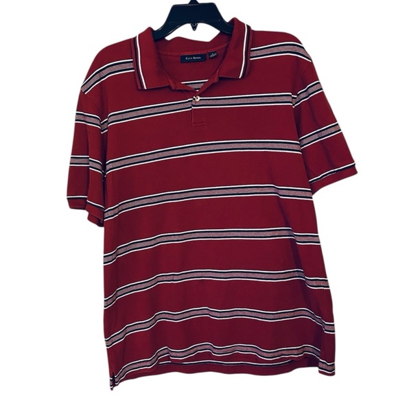 Club Room Burgundy Red Polo Shirt Knit Short Sleeve Shirt Size Large - Picture 1 of 4